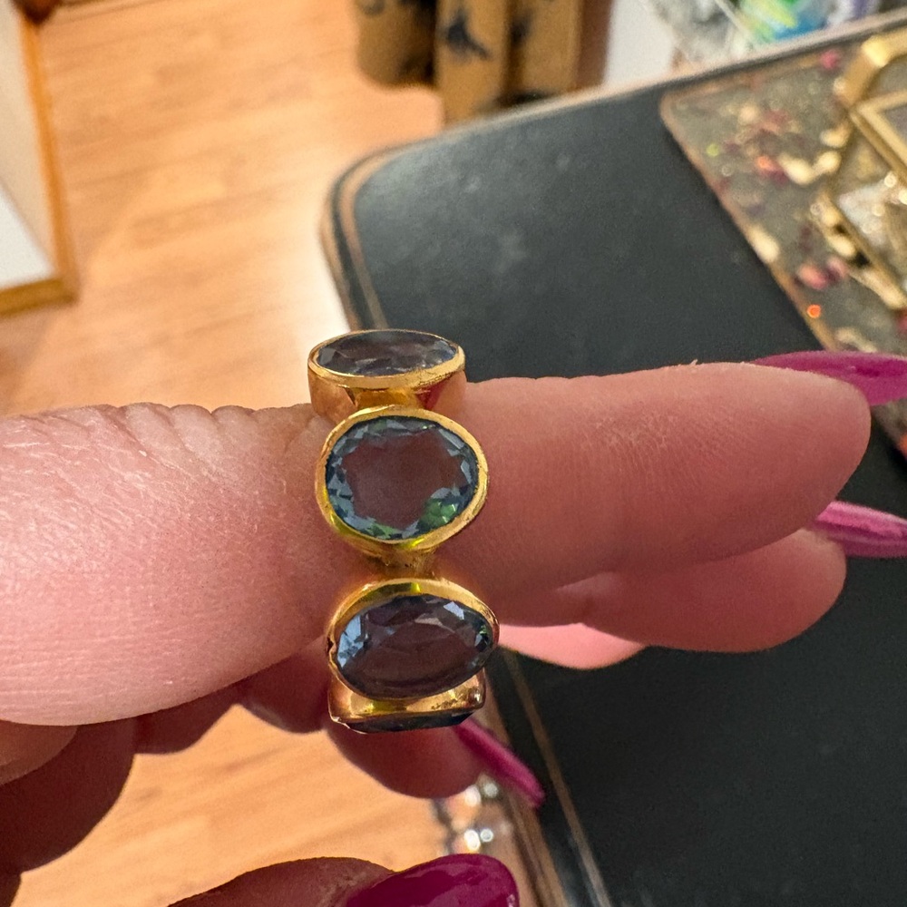 Elegant Gold and Blue Stone Ring